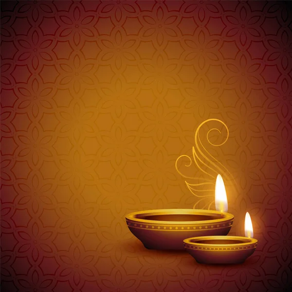 Design Diya Réaliste Pour Heureux Festival Diwali — Image vectorielle