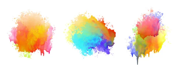 Éclaboussure Aquarelle Colorée Avec Gouttes — Image vectorielle