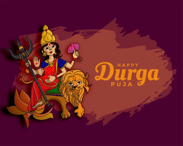 Durga Pooja Navratri Festival Desejos Cartão Design — Vetor de Stock