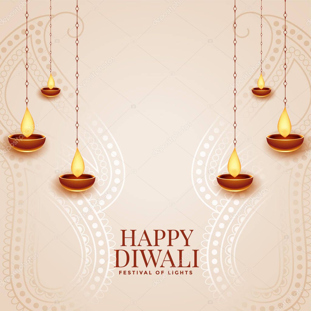 happy diwali elegant festival background with diya design