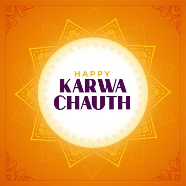 Geleneksel Hint festivali vektörünün Karwa Chauth soyut kartı kutlu olsun.
