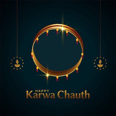 Mutlu karwa chauth kartları elek ve diya vektörü