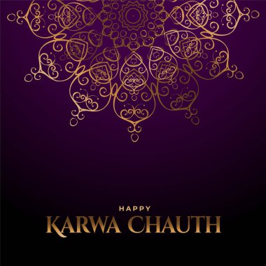 Geleneksel Hint festivali vektörünün Mutlu Karwa Chauth dekoratif arka planı