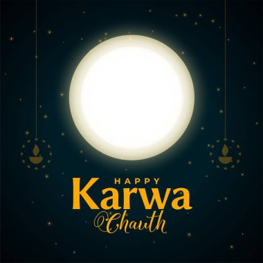 Geleneksel Hint festivalinin Karwa Chauth dekoratif kartı kutlu olsun.