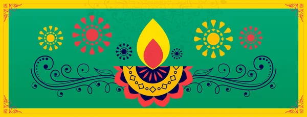 Indian Style Decorative Diya Design Diwali Festival — Stock Vector
