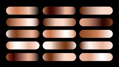 shiny metallic rose gold gradient swatch tone element in set vector
