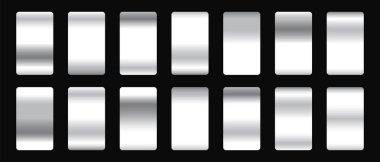 set of metallic steel or platinum gradient palette element design vector