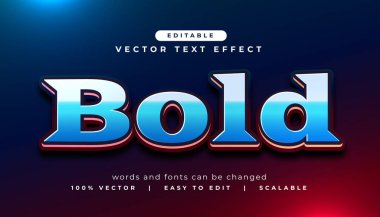 mavi beyaz kalın metin efekti düzenlenebilir harf şablon vektörü