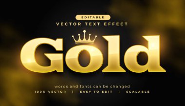 Crown Design vektörü ile düzenlenebilir premium altın harfli metin efekti