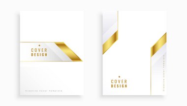 Altın dokunmatik vektörlü beyaz kitapçık kapağı düzeni