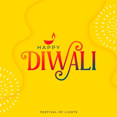 Mutlu diwali sarı arkaplan vektörü diliyor 
