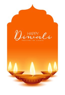 diyas dekor vektörlü mutlu diwali selamlama şablonu