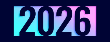 metin alanı vektörlü yaratıcı kağıt kesimi 2026 yeni yıl afişi