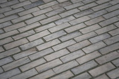 Ahşap kaldırım. Ahşap yol, eski yol, kaldırımda eski ahşap tuğlalar