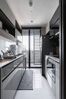 modern kitchen interior in Scandinavian style clipart