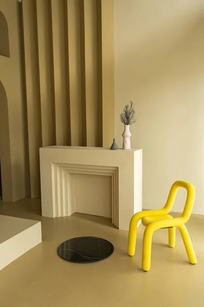 Yellow Interior Scene Modern Minimal Style Interior Design Concept Mustard — Stock Photo, Image