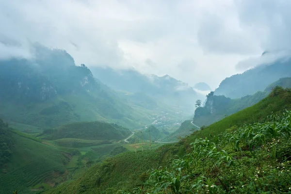 Mountain landscape north Vietnam. Beautiful view on the Ha Giang loop on the north of Vietnam. Motorbike trip