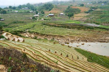 Vietnam'da lao chai sapa valey Ricefields Fogy Manzara. Sapa, Vietnam.- 22. Mai. 2019.