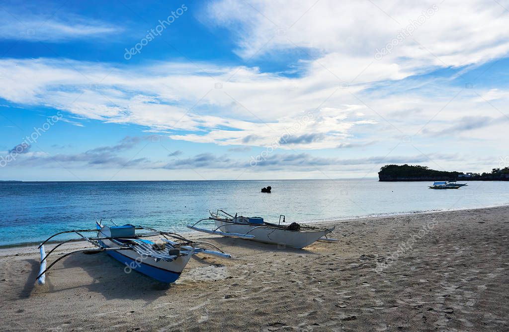 Boats at the beach in Malapascua. Philippines