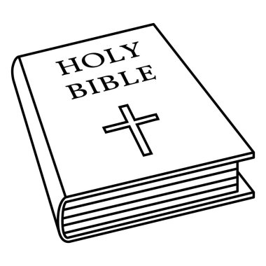 Vektör anahat İncil'de kutsal kişilerin resmi. Christian Book piktogram.