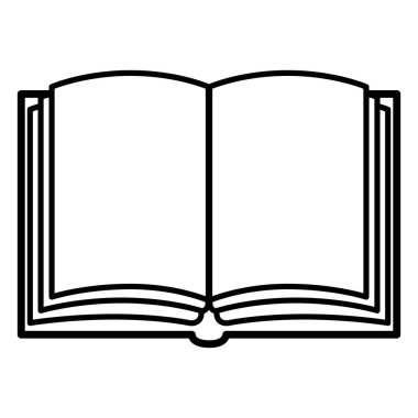 Vektör siyah anahat simgesini - açık boş kitap