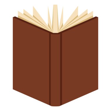 Renk düz simgesi - boş kahverengi kapak ile açık kitap vektör