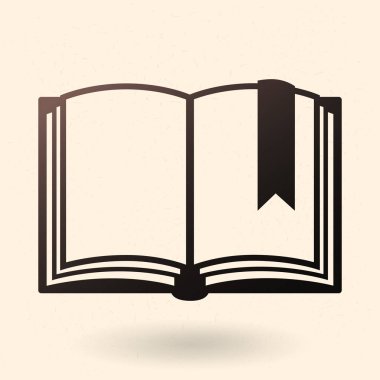 Vektör siyah siluet simge - yer işareti ile açık boş kitap