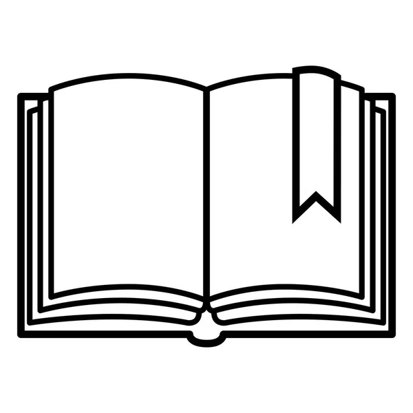 Vector Zwarte Omtrek Icon Open Boek Met Blanke Pagina Met — Stockvector