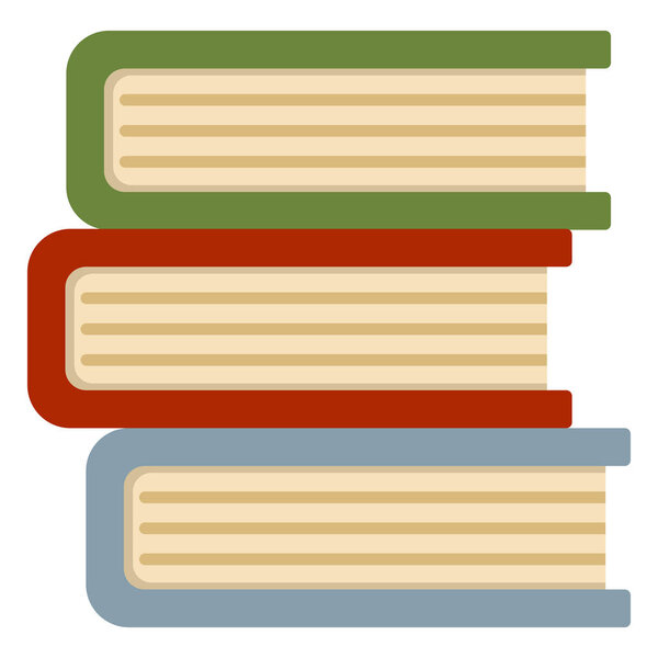 Векторная иконка плоского цвета - стопка цветных книг
