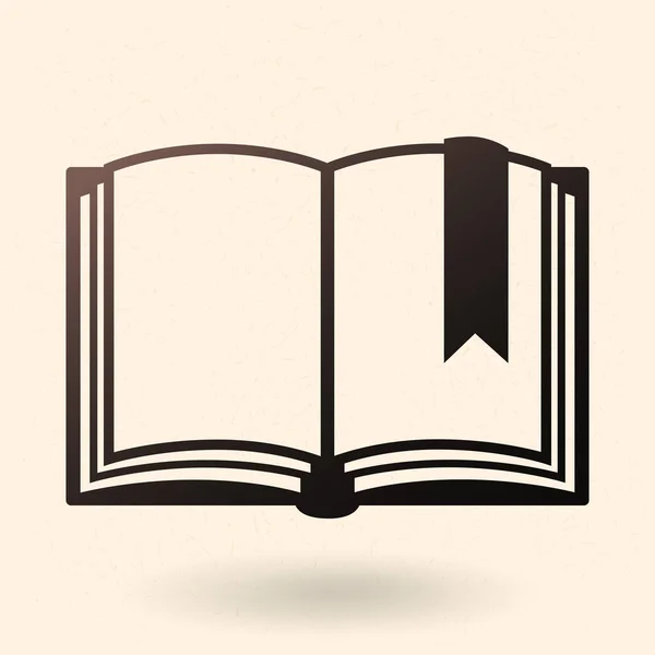 Векторная Черная Икона Силуэта Открытая Бланковая Книга Закладкой — стоковый вектор
