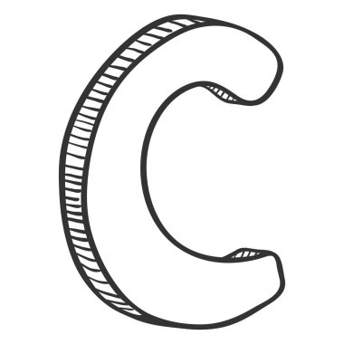 Doodle kroki çizimi - C harfi vektör