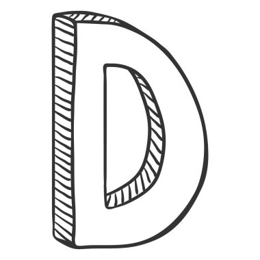 Tek kroki çizimi - D harfi vektör