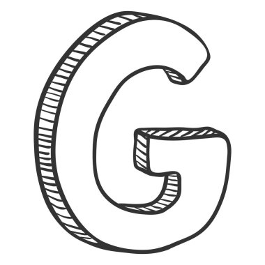 Doodle kroki çizimi - G harfi vektör