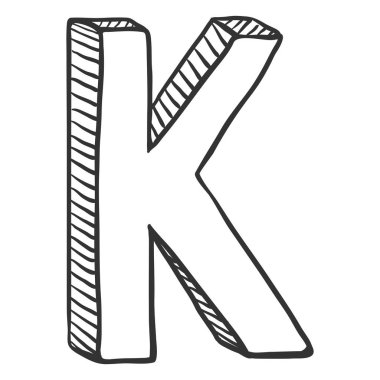 Doodle kroki çizimi - K harfi vektör