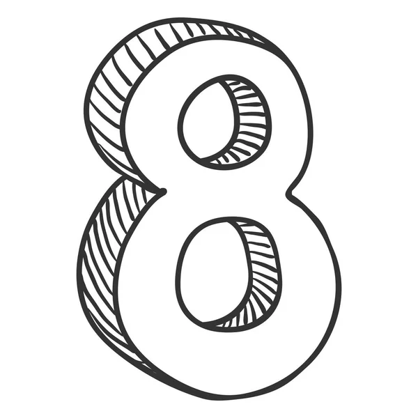 Vector Εικονογράφηση Χέρι Σκίτσο Οκτώ Τον Αριθμό Σχήμα — Διανυσματικό Αρχείο