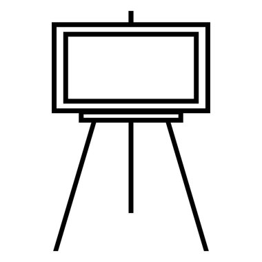 Vektör siyah anahat simgesini - şövale tuval ile