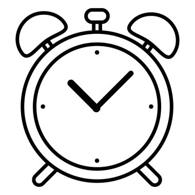 Çalar saat siyah anahat simgesi beyaz arka plan üzerinde