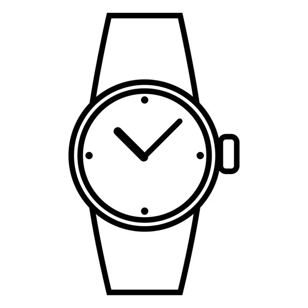 Reloj Muñeca Esquema Negro Icono Sobre Fondo Blanco — Vector de stock