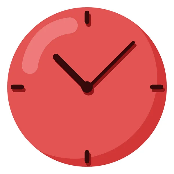 Red Wall Clock Isolated White Background — Stock Vector