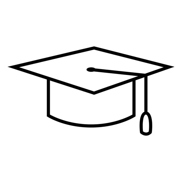 黑色轮廓教育图标 毕业帽 — 图库矢量图片