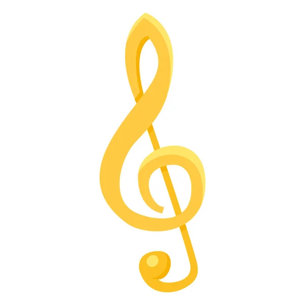 Simbol Clef Treble Kuning Diisolasi Latar Belakang Putih - Stok Vektor