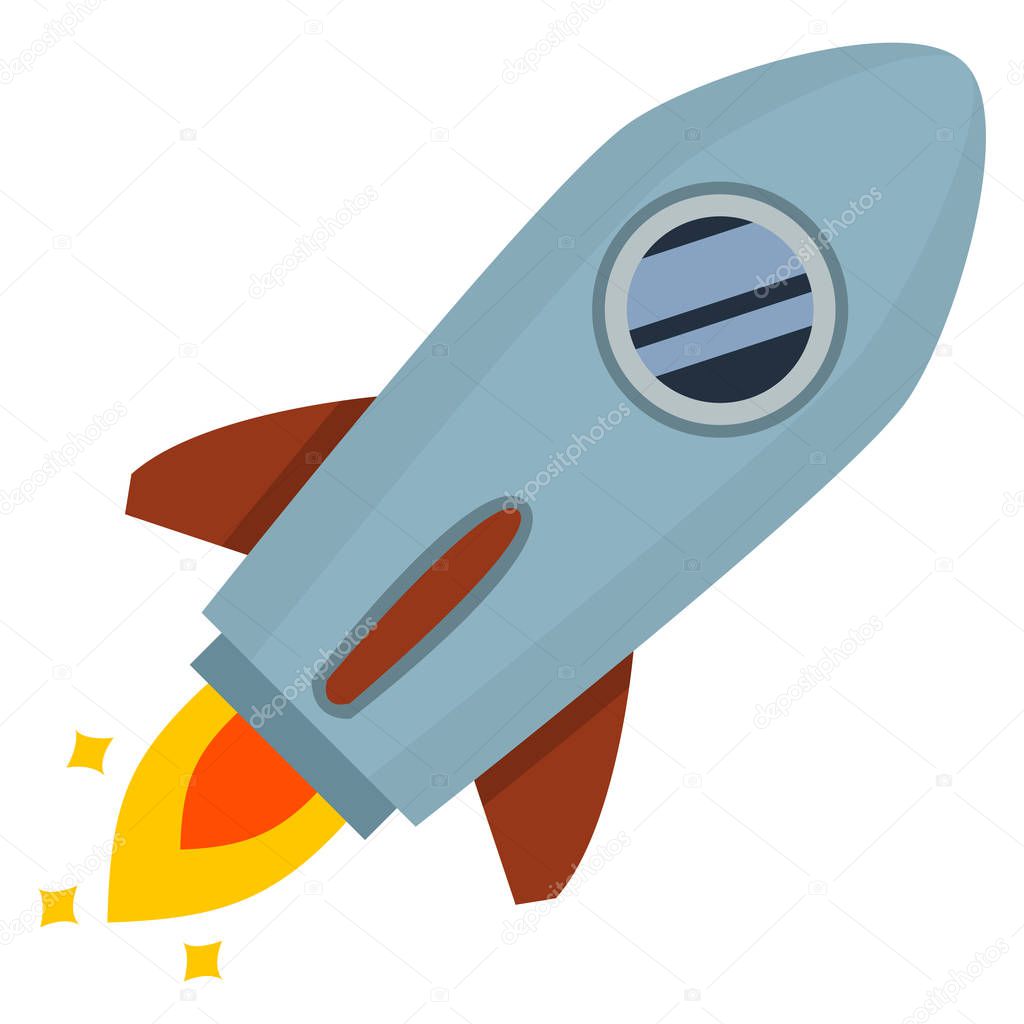 multicolored space rocket on white background