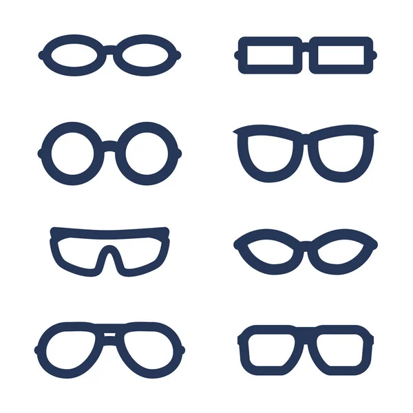 Vector Set Basic Eyeglasses Icons Sunglasses Rim Types — Stock Vector