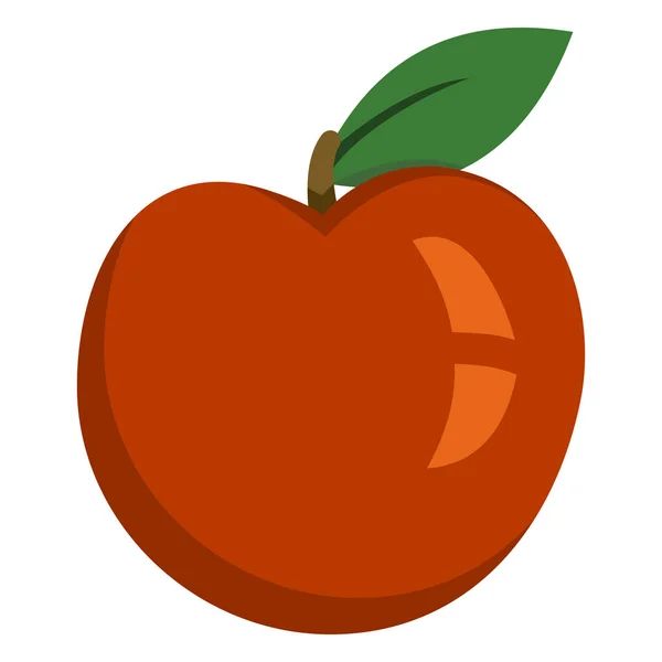 Icône Plate Couleur Vectorielle Fruit Pomme Rouge Avec Une Feuille — Image vectorielle