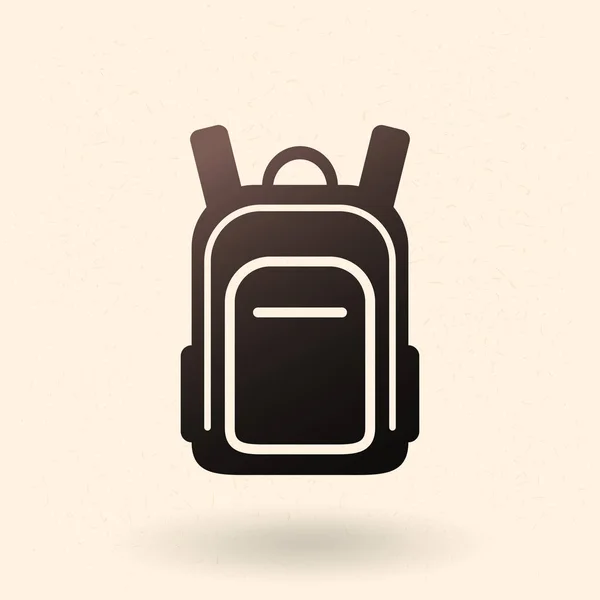 Vector Black Silhouette Icon School Bag Plain Backpack — Stock Vector