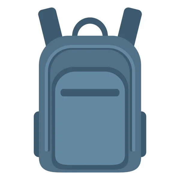 Icono Plano Color Vectorial Blue School Bag Mochila Llana — Vector de stock