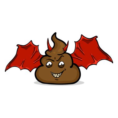 Şeytan bok karakter beyaz arka plan üzerinde