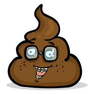 İnek boku Smiley beyaz zemin üzerine gözlük ile