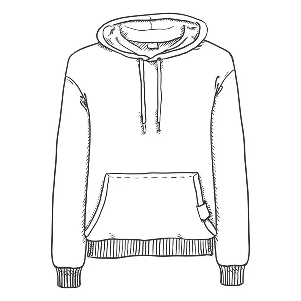 Hoody Pullover Med Ficka Vit Bakgrund — Stock vektor