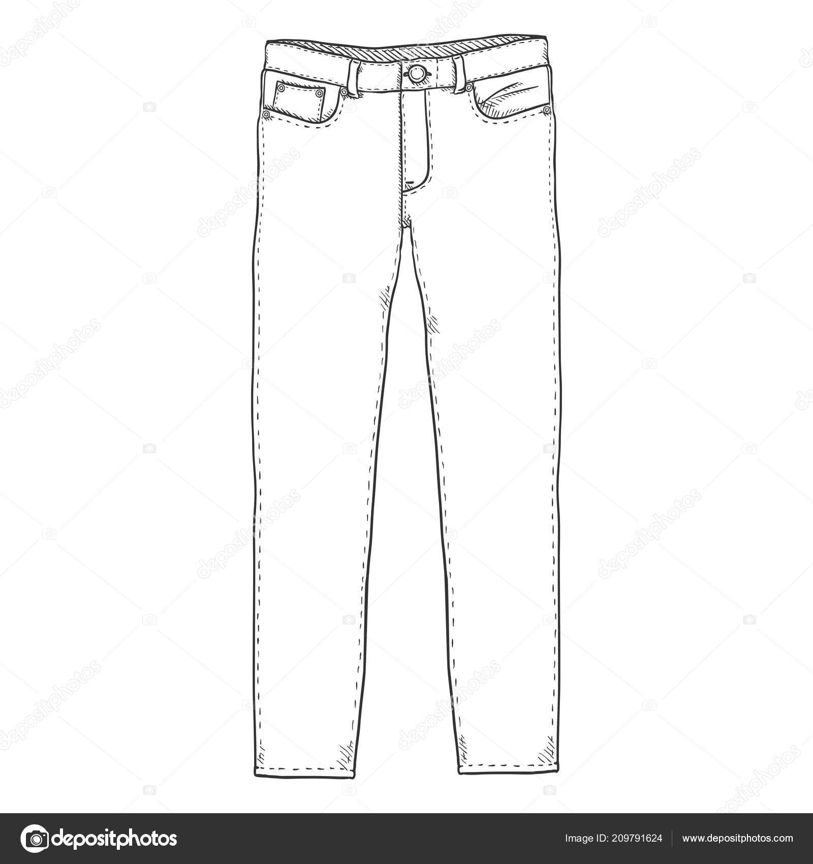 Hand Drawn Fashion Collection Of Men's Jeans Clipart Commercial Use ...